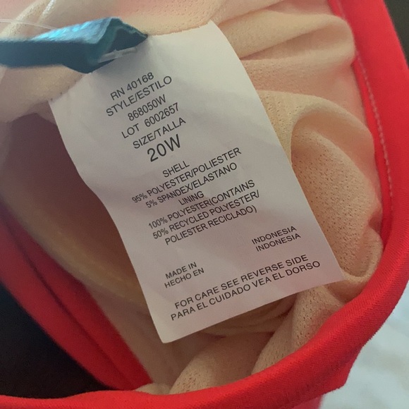 Aqua Green Plus Size Tiered Tankini Top- Neon Coral Pink - Picture 9 of 9